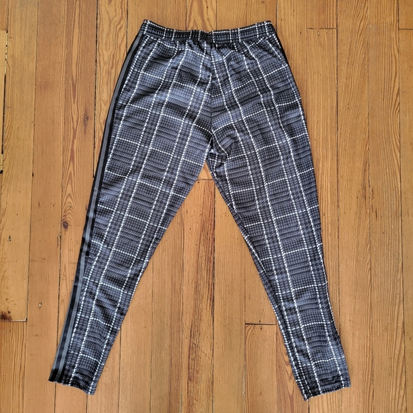 Adidas Tiro Soccer Pants Mens M Gray Black Tartan Plaid Zip Pocket Tapered Leg - Picture 9 of 15